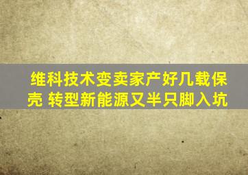 维科技术变卖家产好几载保壳 转型新能源又半只脚入坑